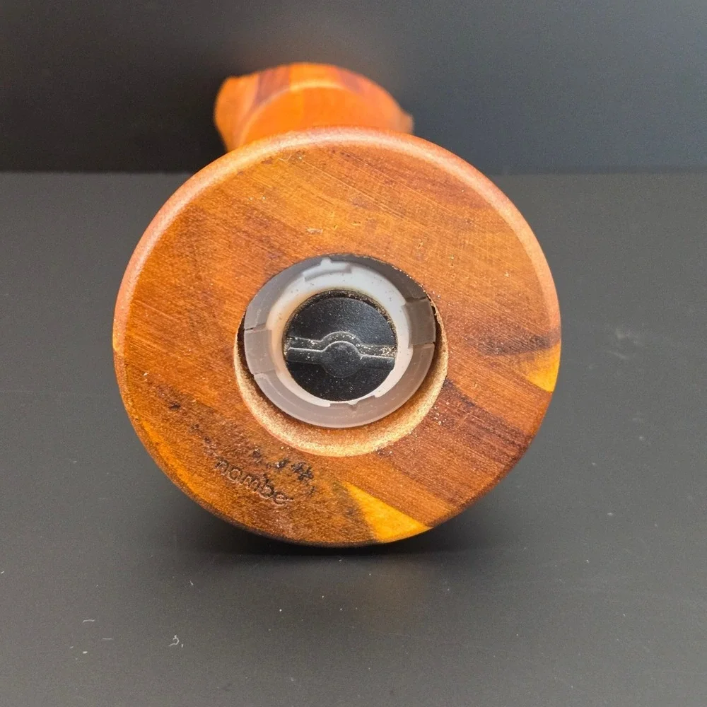 Nambe‎ Wood Pepper Mill Grinder 10 Inch Tall Mid Century Modern Sculptural Brown